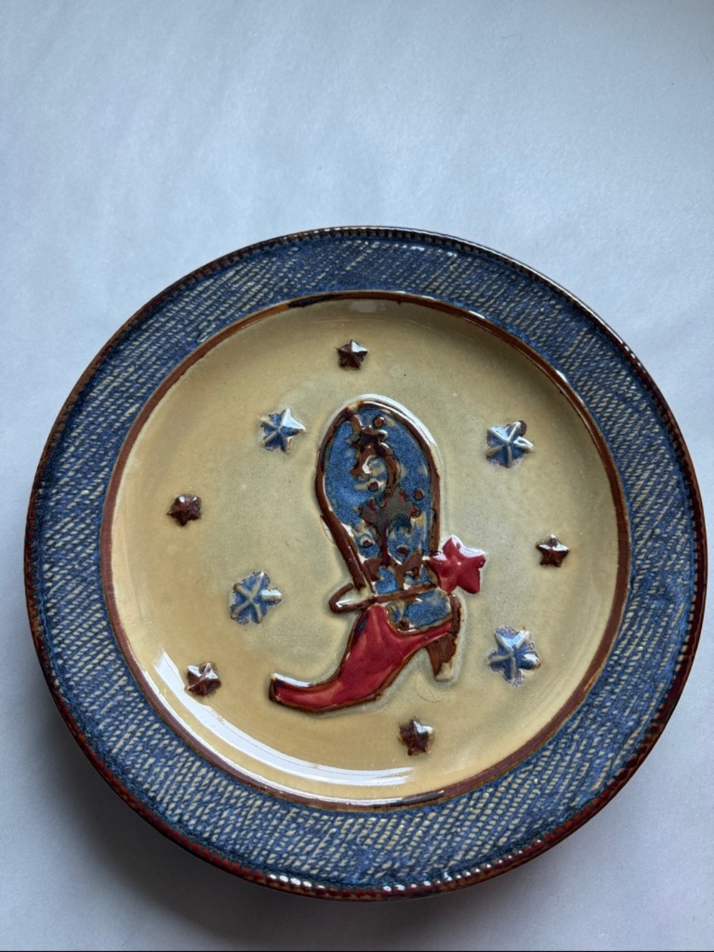 2 Canyon Ranch Collection Cowboy Boot 9 inch Ceramic plates salad heavy Western